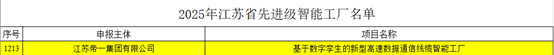 江蘇帝一集團(tuán)：智能制造與數(shù)字化轉(zhuǎn)型再傳捷報，連獲江蘇省先進(jìn)級智能工廠、江蘇省智能制造車間和五星級上云企業(yè)認(rèn)定(圖2)